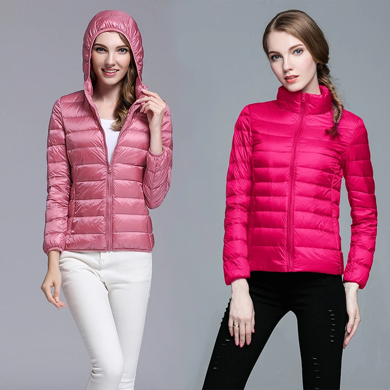 Oversized Down Jacket Women hooded duck down coat ultra light outwear ...