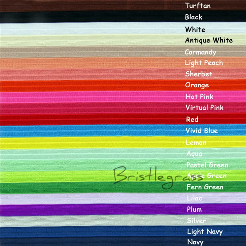 

BRISTLEGRASS 100 Yard by Roll 5/8" 1.5cm Solid Color FOE Fold Over Elastics Spandex Satin Band Kid Tie Headband Lace Trim Sewing
