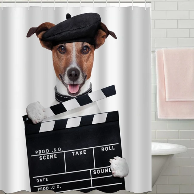 180 180cm Dog Bathroom Shower Curtain Waterproof 12 Free Hooks 180 180cm Dog Bathroom Shower Curtain Waterproof 12 Free Hooks Decor