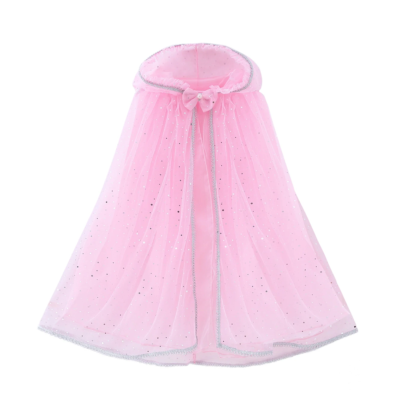 MUABABY Girl Sequin Hooded Cloak Princess Accessory Elsa Belle Aurora Rapunzel Cape Kids Halloween Mantle Girls Summer Dress Up