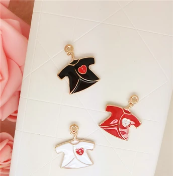 

Cute Baby Shirt Enamel Charms 10pcs/lot Metal Pendants Gold base Fashion Jewelry Accessories