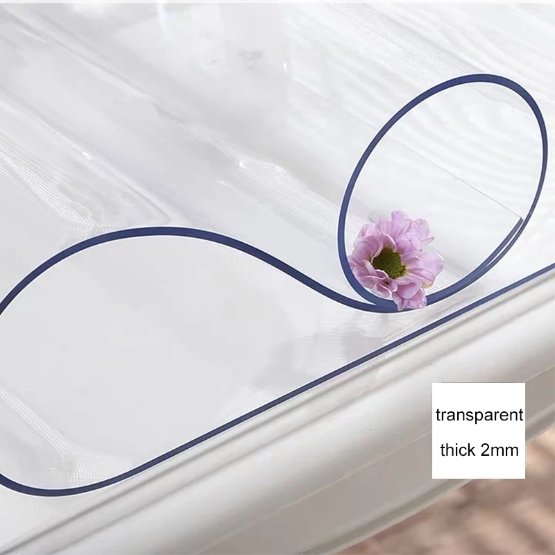 Cena Gruby 2mm PVC przezroczysty obrus wodoodporny obrus olejoodporny miękka ochrona na szkło kuchnia stół w jadalni wysokiej jakości