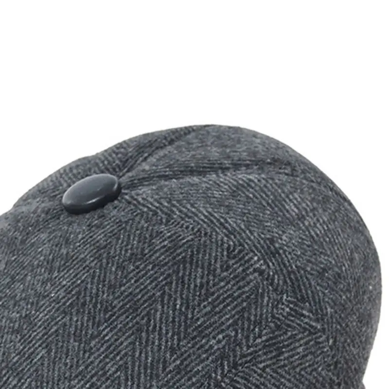 Retro Peaked Cap for Men Gentleman\'s Woolen Newsboy Cap Autumn Winter Thick Warm Ear Caring Worsted Papa\'s Long Hunting Caps