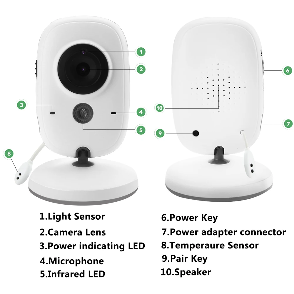  Wireless Video Color Baby Monitor 3.2 inch High Resolution Baby Nanny Security Camera Night Vision 