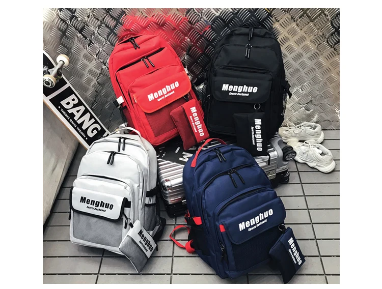 Menghuo 2PCS Mesh Pocket Backpack Purse Set New Girls Big Capacity School Bag Letters Travel Bag Men Rucksacks Mochilas Escolar_30-1_14