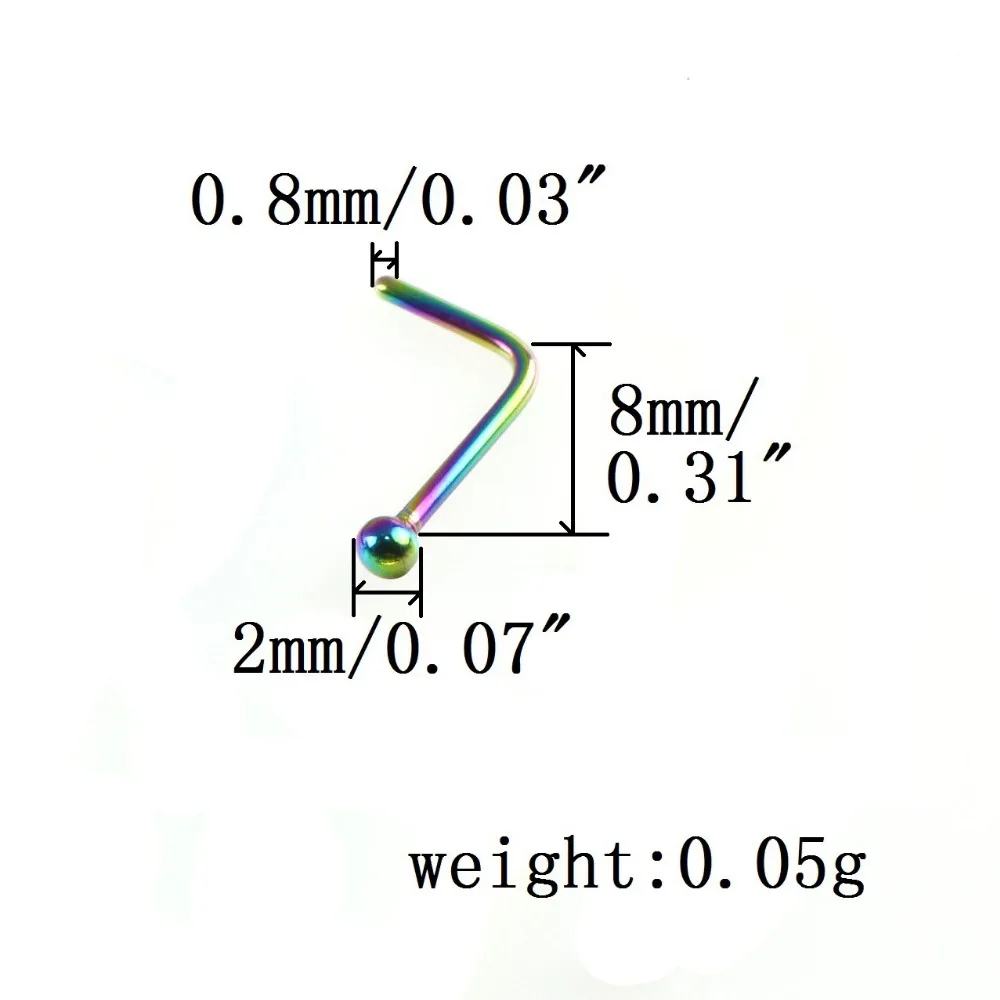 New Arrival Simple L Shape Surgical Steel 0.8*8mm Nose Studs Hooks Bar Pin Nose Rings Body Piercing Jewelry For Women - Image 2