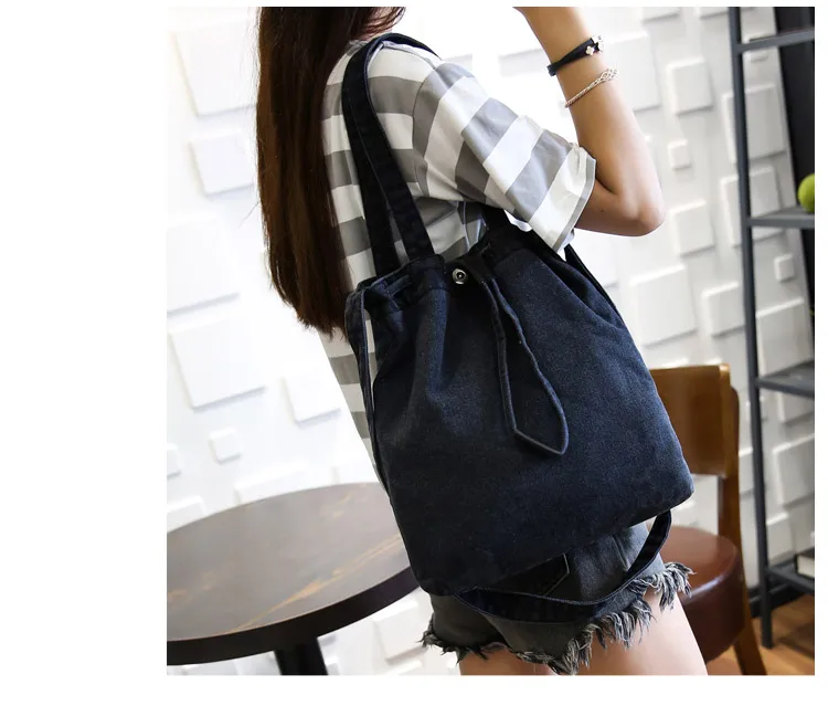 Повседневные модные дизайнерские винтажные женские сумки-тоут из денима черного и синего цвета с застежкой через плечо, женские сумки, джинсовые сумки на плечо