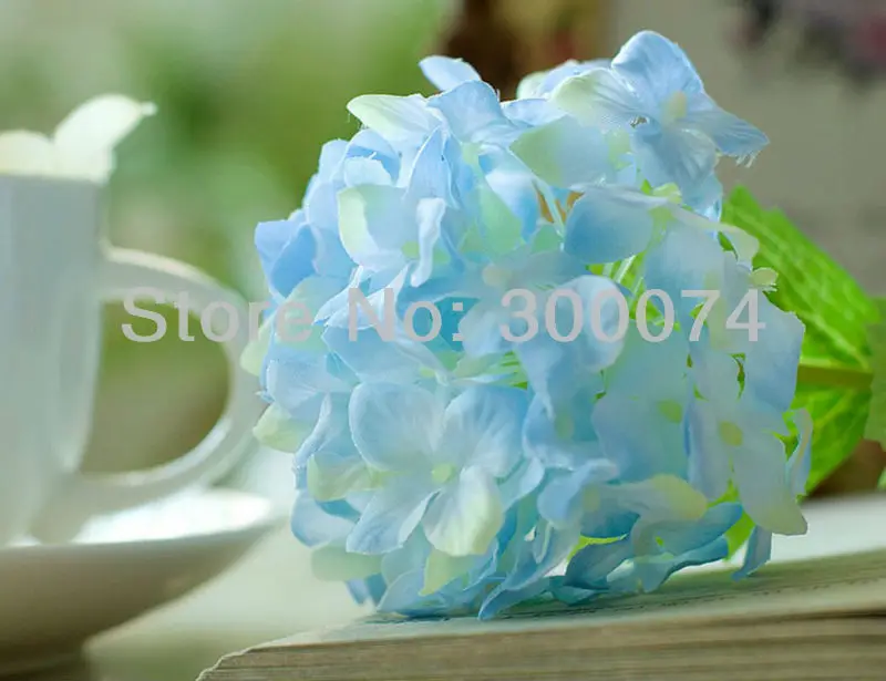 artificial silk hydrangeas stem in high simulation quality, pink, blue