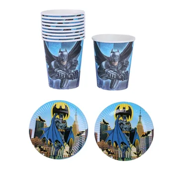

Party supplies 60pcs Batman theme party kids birthday party tableware set, 30pcs plates dishes and 30pcs cups glasses