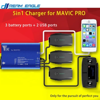 

5in1 Battery Charging USB Charger Battery Parallel RC Smartphone Charger for DJI MAVIC PRO