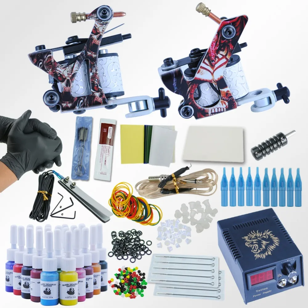

Pro 1 Set 20 Color Tattoo Equipment Dual Machine Tattoo Machine Set 2 Gun Power Supply Cord Kit Body Tattoo Beginner Kit