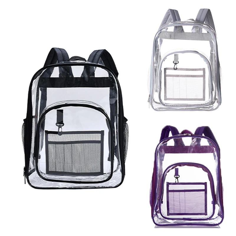 New Women Girl Student School Bag Large Capacity Transparent Clear Backpack Bag School Office Travel Hanging Out Bag