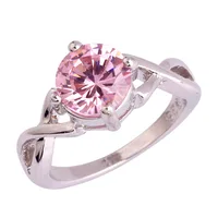 Free Shipping Wholesale Beautiful Perfect  Pink Topaz 925 Silver Ring Size 6 7 8 9 10 Women Fashion Popular New Saucy Jewelry