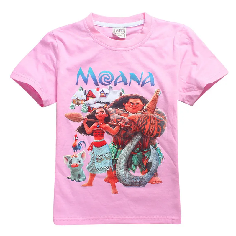 

Cotton girls clothes kids t shirt moana girls tops child short sleeve t-shirt boys clothing children costume anime enfant 2017
