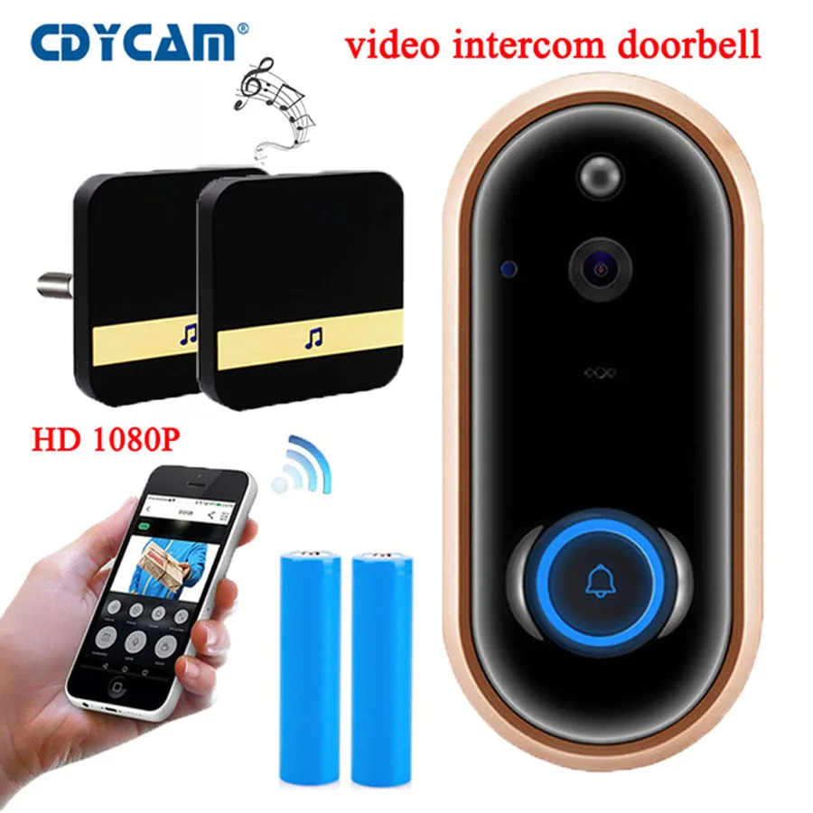 

CDYCAM New HD 1080P Wifi Video Doorbell Wireless Home Batteries Camera Two-way audio Talk Night Vision PIR Smart Doorbell Ring