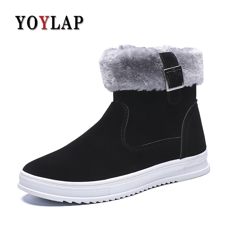 

YOYLAP New Men Boots for Men Winter Snow Boots Warm Plush High Top Flat Fashion Men Shoes Side zipper Sneakers Boots