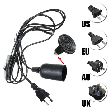 

US/EU/UK/AU Plug Lamp Base E27 Socket Lamp Base Holder 2M Cable For Reptile Ceramic Infrared Heat Emitter Bulb Light Lamp