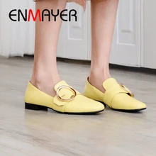 ENMAYER 2019 New Arrival Mary Janes Genuine Leather Casual Women Flats Solid Slip-On Women Fashion Shoes Size 34-40 LY2174 цена ENMAYER 2019 New Arrival Mary Janes Genuine Leather Casual Women Flats Solid Slip-On Women Fashion Shoes Size 34-40 LY2174 цены онлайн