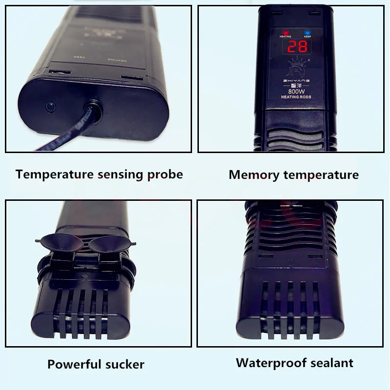 300 Вт/500 Вт/800 Вт/1000 Вт двойной дисплей PTC погружной водонагреватель Нагревательный стержень для аквариума 220-240 в разъем AU