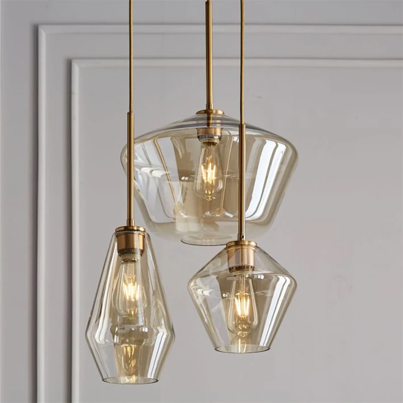 LukLoy Post Modern Pendant Light Stainless Steel Diamond Shape Kitchen Hanging Lamp Loft Hanglamp Living Room Pendant Lamp (17)