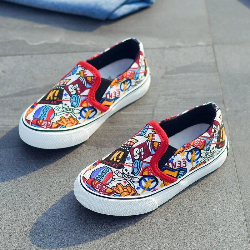 

2019 Canvas Kids Shoes Sport Boys Comic Pattern Shoes Children Sneakers for Girls Denim Casual Child Shoes Flat Canvas Sneakers