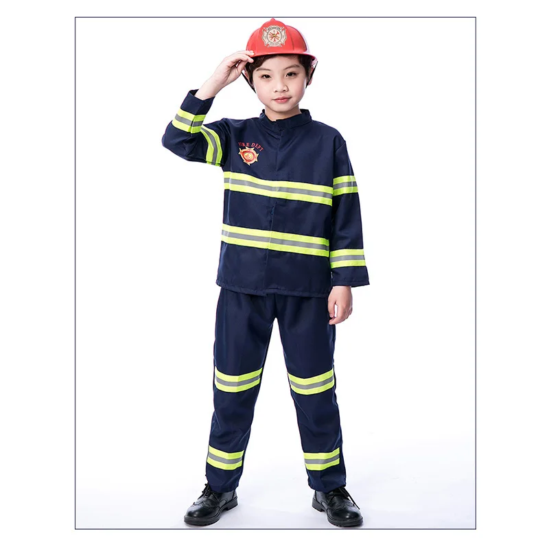 Kids Cosplay Fireman Costume Fireman Suit Boys Firefighter Costume for Kids Boys Girls Halloween ...