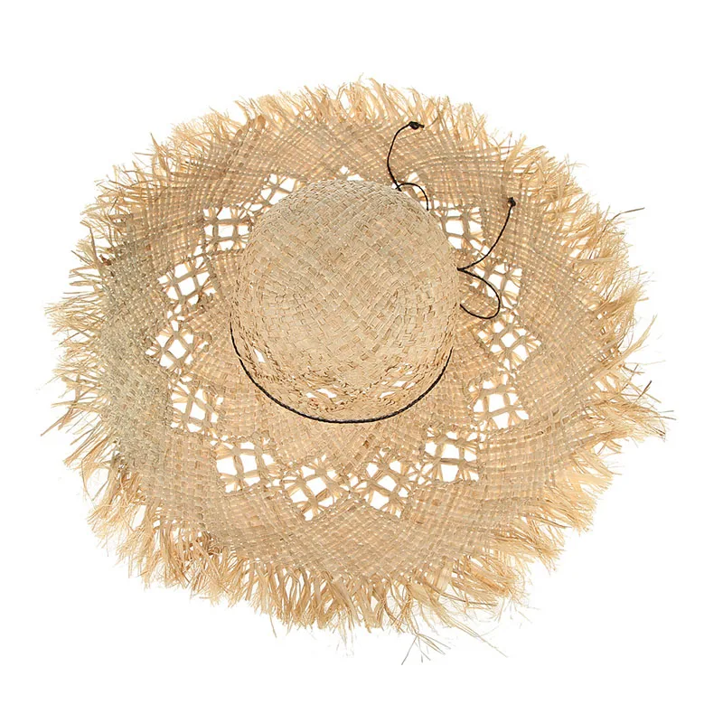 Women Large Brim Hollow Lafite Female Straw Hat Summer Ladies Sunshade Beach Cap Fashion Casual Floppy Sun Hats Sombrero CP0193 (1)