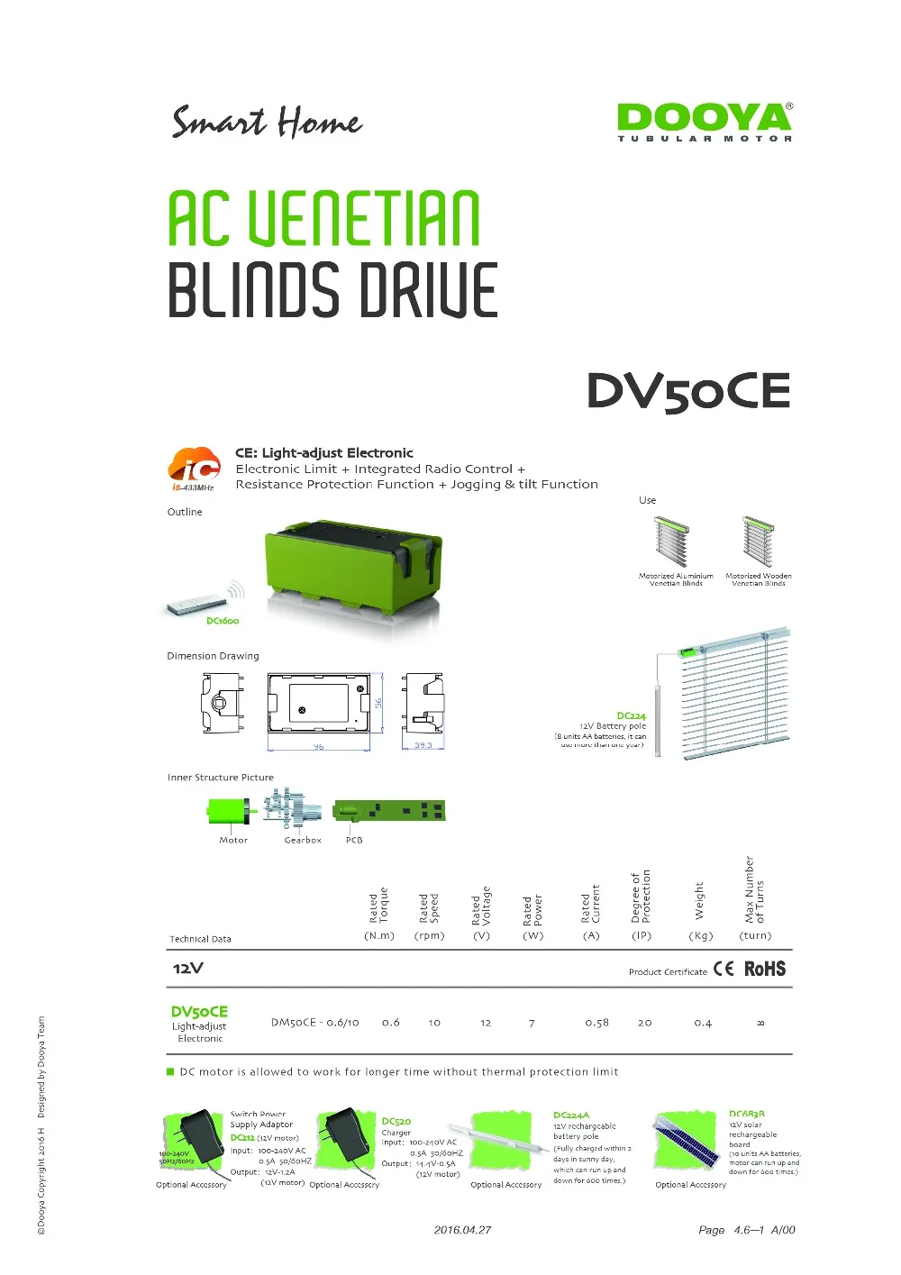 Dooya Венецианский мотор DV40CF 2 * 1/28 DV40DF DV50CE управление излучателем для венецианских