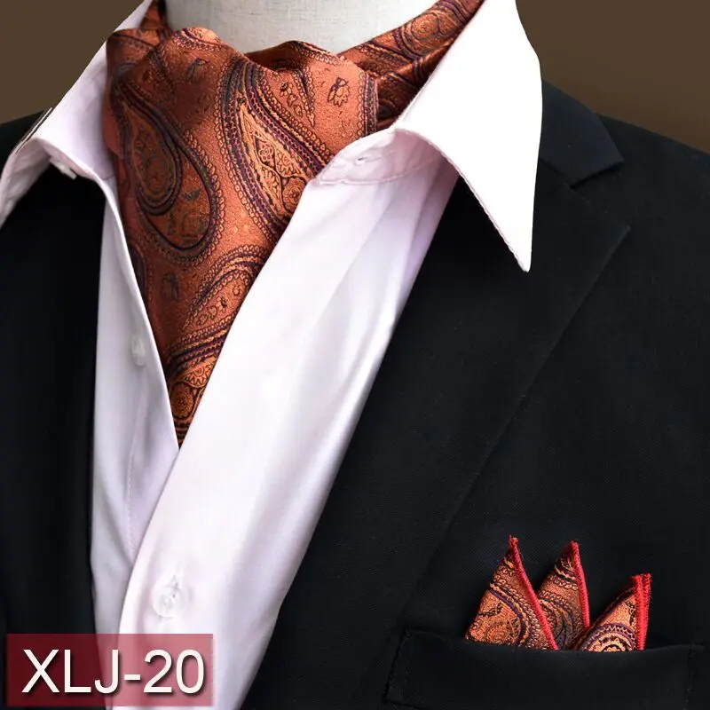 SHENNAIWEI жаккард Аскот Карманный квадратный шейный платок жаккардовые галстуки Тканые Вечерние Пейсли Цветочный Аскот платок Набор - Цвет: J20