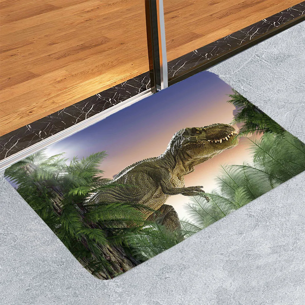 3D коврик динозавр коралловый флис коврик для прихожей для кухни пейзаж ванная комната туалет Нескользящие Коврики для пола анти-скользящий коврик
