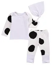 3pcs!!Newborn Baby Girl Boy Clothes Cotton Long Sleeve Tops T-shirt+Dot Pants Leggings Hat 3pcs Outfits Set High Quality