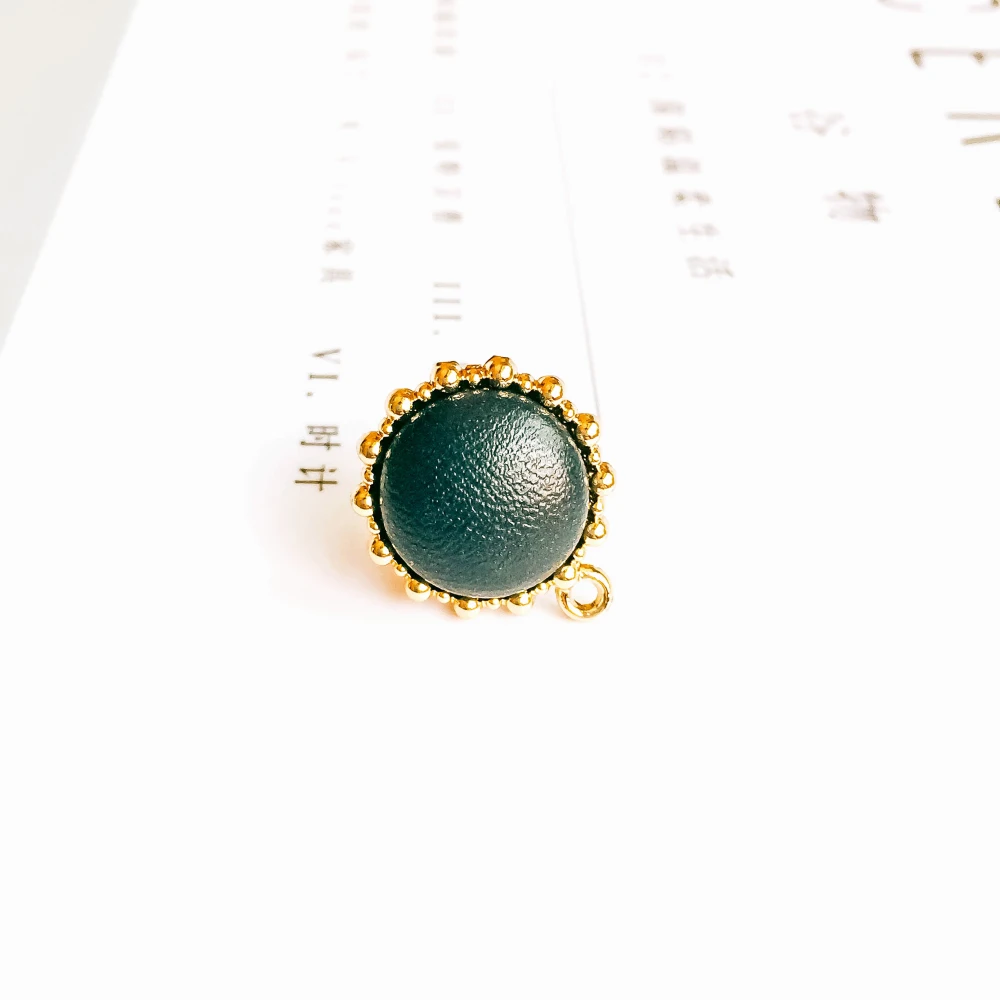 KC позолоченная круглая кожаные, с кнопкой серьги ювелирное украшение для ушей компонент украшения Diy материал ручной работы 6 шт - Цвет: 1