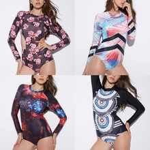 FIGOBELL, новинка, сдельный купальник, Рашгард, длинный рукав, купальники, рашгарды, принт, одежда для серфинга, боди, купальный костюм