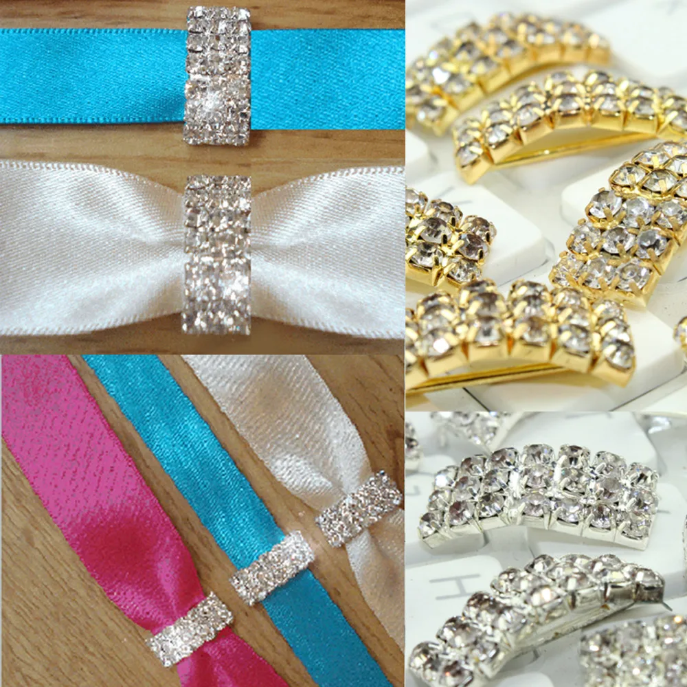 50 pcs Pearls Round Buckle Invitation Ribbon Slider Wedding Supply 24mm