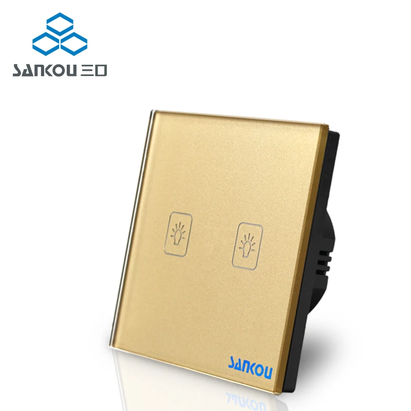 2016 Hot Sale Electrical Touch Switches EU Standard Golden Crystal