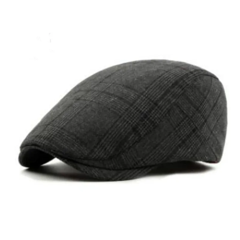 Который в душе мужской женский летне-весенний клетчатый берет уличная плоская кепка для женщин и мужчин винтажная Повседневная остроконечная шляпа утконоса gorras - Цвет: Черный