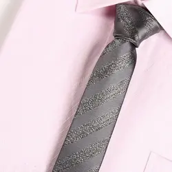 Для Мужчин серый в полоску шеи галстук Классический Тонкий Тощий шеи галстуки Жених Бизнес галстук для Свадебная вечеринка SK256