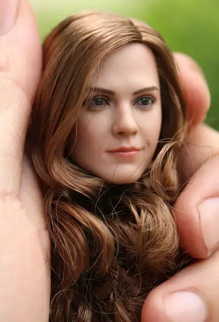 Us 3544 27 Off16 Scale Female Head Sculpt Hermione Emma Watson Smile Woman Head Model With Long Curls Hair For 12