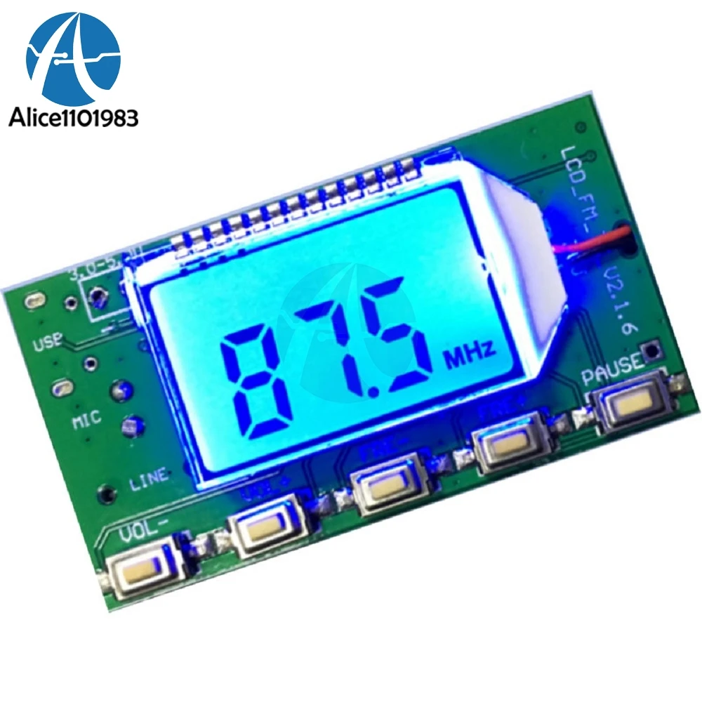 

DSP PLL 87-108MHz Stereo FM Transmitter Module Digital LCD Display Wireless Microphone Board Multi-function Frequency Modulation
