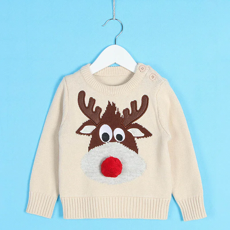1-5Y Children sweater 2018 autumn baby boys long sleeve pullover Christmas cartoon deer clothing kids  knit sweater for girls