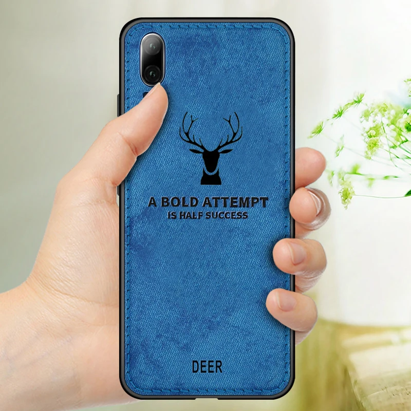 

Fabric Deer Pattern Cloth Phone Case For Huawei P30 P20 Pro Nova 4 3 3i 3E P10 P8 Lite 2017 P Smart Plus 2019 TPU Edge Cover