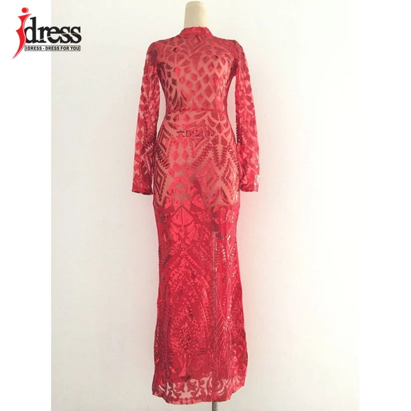 Сексуальное платье IDress 2020 с высоким воротником и длинным рукавом вечерние платья