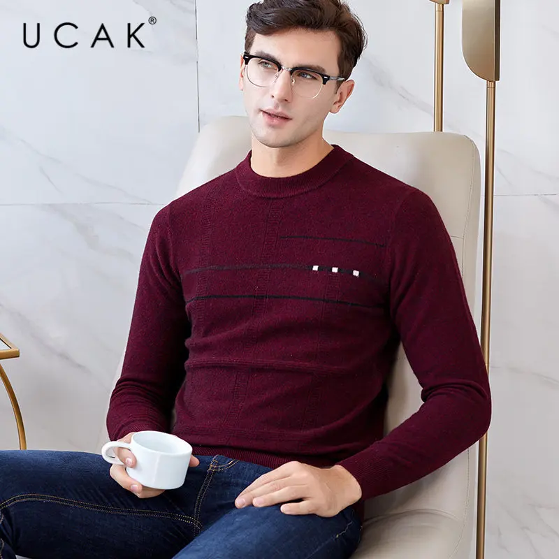 UCAK Brand Pure Merino Wool Sweater Men Streetwear Casual O-Neck Pull Homme Autumn Winter Thick Warm Cashmere Pullover Men U3037 UCAK Brand Pure Merino Wool Sweater Men Streetwear Casual O-Neck Pull Homme Autumn Winter Thick Warm Cashmere Pullover Men U3037