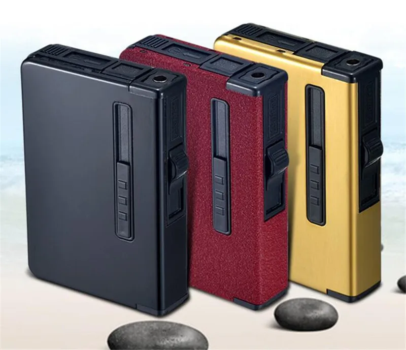 10pcs/lot wholesale Novelty flame lighter automatic Cigarette box case