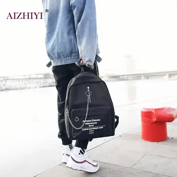 

Fashion Chain Letter Print Zipper Big Backpacks Women Large Capacity School Travel Casual Shoulder Bags Knapsack for teen girls