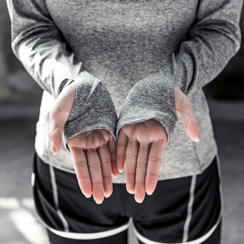Для женщин с длинным рукавом Фитнес куртка 1/2 молнии Эластичный Fit Одежда Топы корректирующие