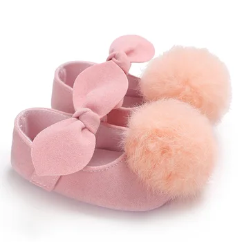

5 colors 0-18M Toddler Baby Girl Soft Plush Princess Shoes cute pom shoes Infant Prewalker New Born Baby Shoes for girls