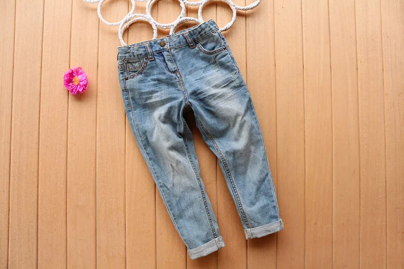 Высокое качество, новые детские джинсы для отдыха с потертостями, штаны для мальчиков