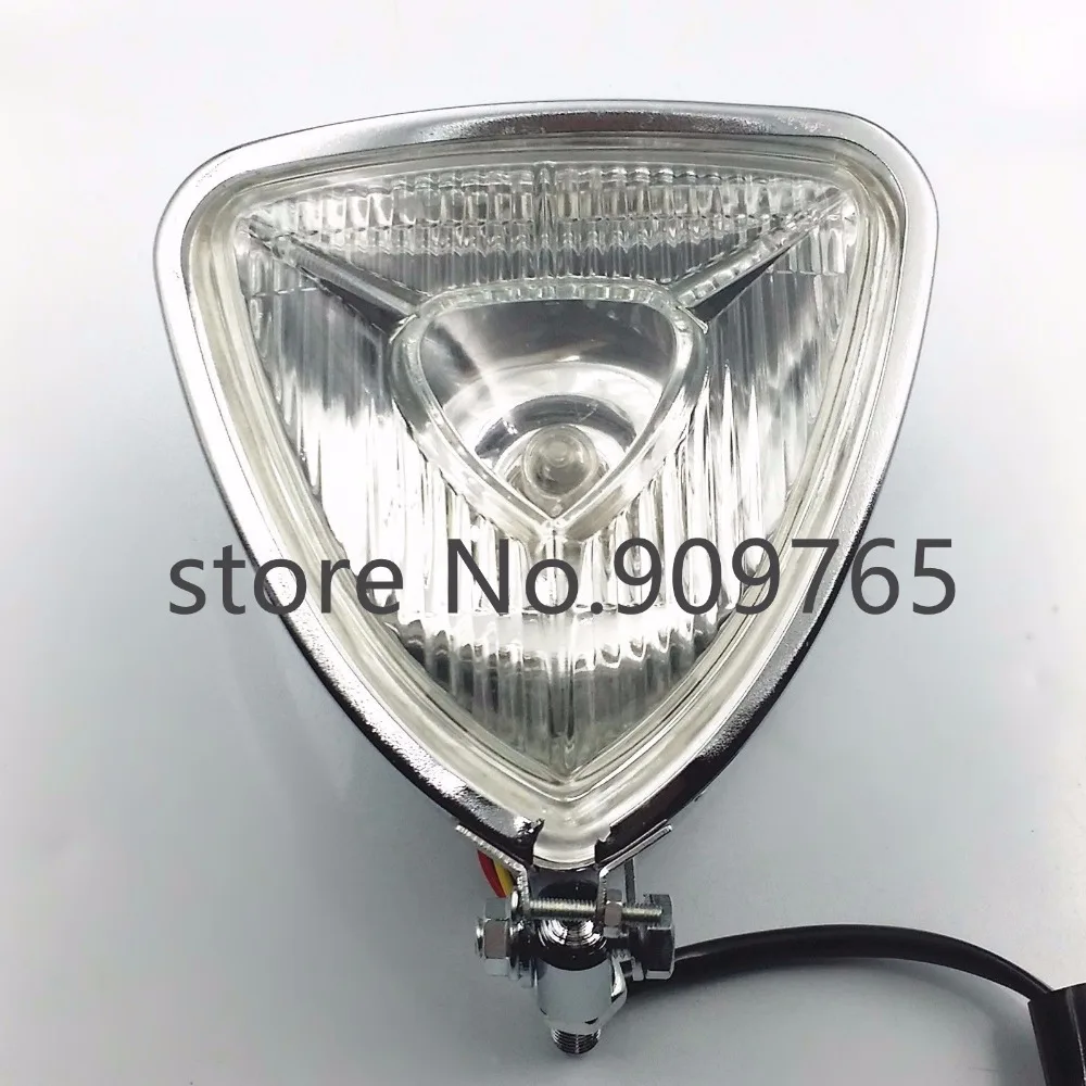 Хромированная треугольная фара мотоцикла для Harley Honda Kawasaki Yamaha Suzuki Cruiser Chopper Bobber Cafe