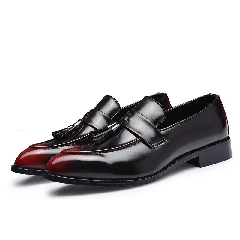 gris Haute Britannique Hommes Qualité Noir Style Souple 8 Appartements jaune Slip Et Sur De Pu Richelieus rouge Chaussures Robe Glands Confortable En Cuir 0OvN8wnym